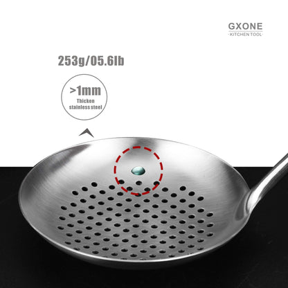 GXONE Slotted Spoon,304 Stainless Steel Skimmer Spoon with Heat Resistant Wooden Handle,Silver/15.8Inch