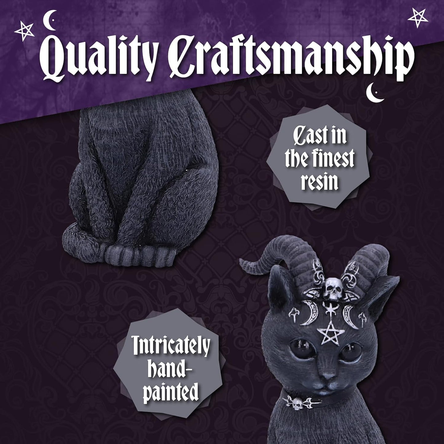 Nemesis Now Figurine Decor, Detailed Hand-Painted Polyresin, Black - Pawzuph Horned Gothic Satanic Cat