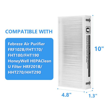 GoKBNY 4-Pack FRF102B Replacement Filter Compatible with Febreze FRF102B/FHT170/FHT180/FHT190 Purifiers and Honey-well Clean U Filter HRF201B/HHT270/HHT290 Purifiers