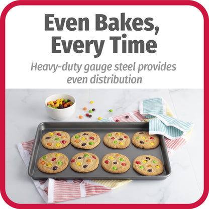 GoodCook Everyday Nonstick Baking Sheet Set, 3 Pack Includes One Small, Medium & Large Pan Carbon Steel Construction Cookie Sheet Bakeware Set, Gray
