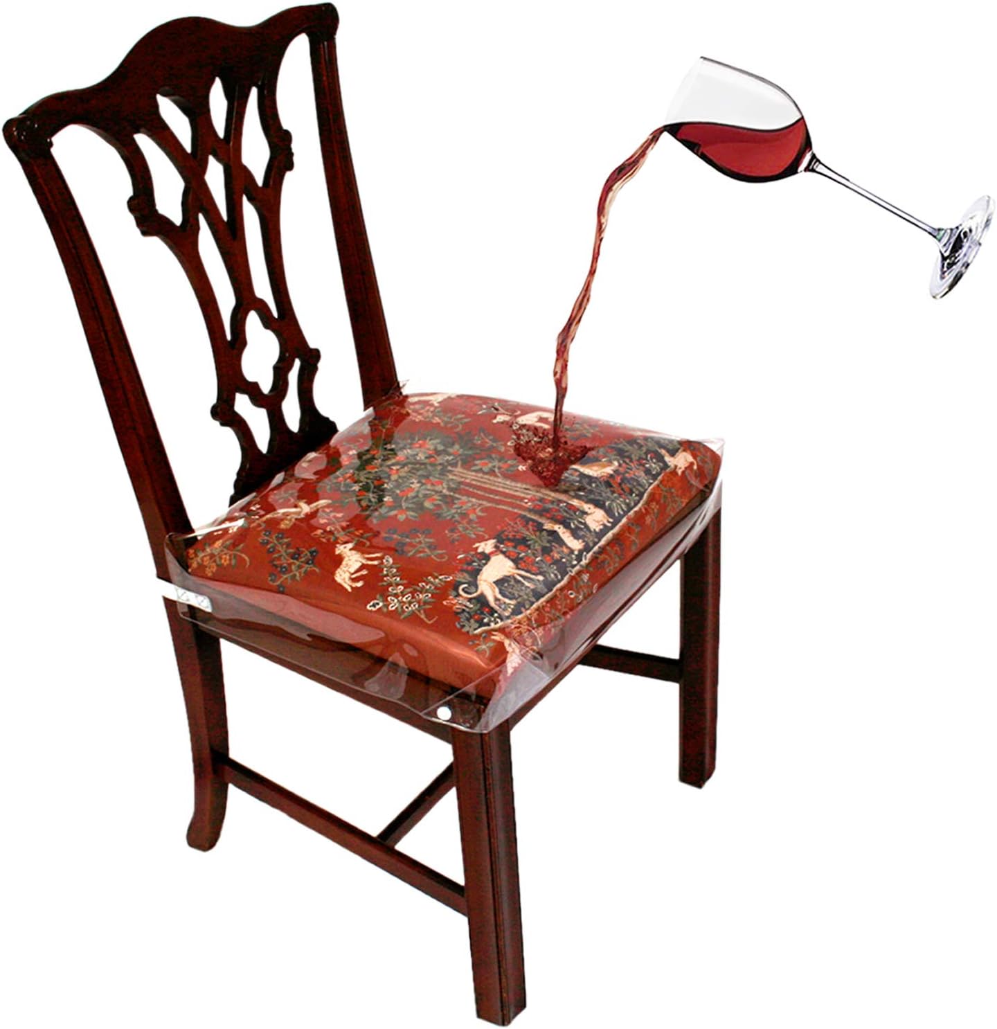 LAMINET Deluxe Heavy-Duty Waterproof Chair Seat Protector - Removable Crystal-Clear Plastic Adjustable, Fits Up to 21