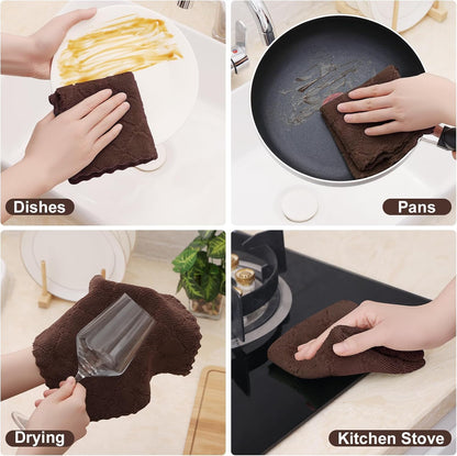 12 Pack 10 10 inches, Homaxy Kitchen Dish Cloths, Super Soft and Absorbent Coral Velvet Dish Towels, Nonstick Oil Fast