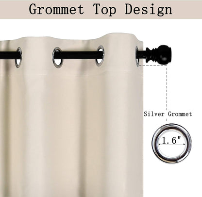 DECOVSUN Light Beige Grommet Valance - 70 Inch Wide by 18 Inch Long Blackout Curtain for Kitchen, Living Room, Bedroom