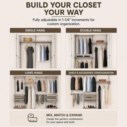 Closet Culture by Knape & Vogt 48 in. Champagne Nickel Hang Rail
