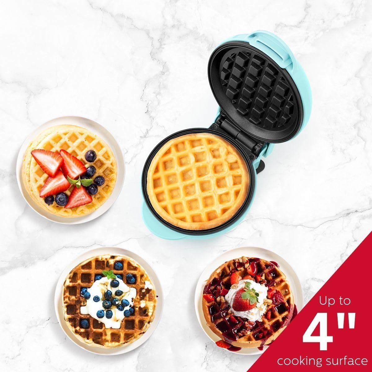 Mini Maker for Individual Waffles, Hash Browns, Keto Chaffles, Easy to Clean Non-Stick Surfaces, 4 Inch