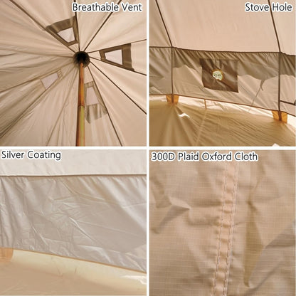 Outdoor Camping 13ft/16.4ft Oxford Bell Tent with Sewn-in Groundsheet for 4-8 Persons, Large Glamping 4M/5M Yurt Tent with Stove Jack for Winter Camping (13FT(4 Meter Bell Tent))