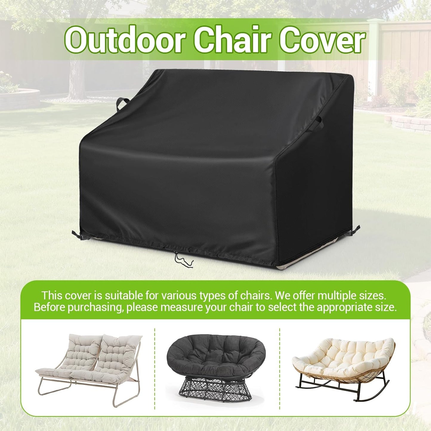50"L48"W37"H) Kasla Patio Double Chair Cover, Waterproof Heavy Duty Cover for Outdoor Loveseat & Glinder Bench
