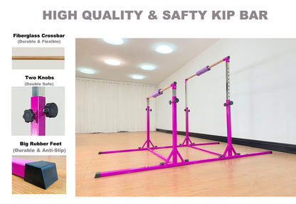 MARFULA Gymnastics Double Horizontal Bars 3Play Parallel Bars Uneven Bars Gymnastics Training Kip Bar with 304 Stainless Steel Regulating Arms & Fiberglass Rail for Indoor Outdoor Home Club Use