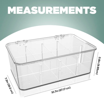 Utopia Home - Tea Bag Organizer With Lids, (1 Pack) Clear Pantry Storage Box - Stackable Partition Organizers or Holder With Lids For Drawers, Countertops, Fridge, Kitchen, Snack & Spice Organization
