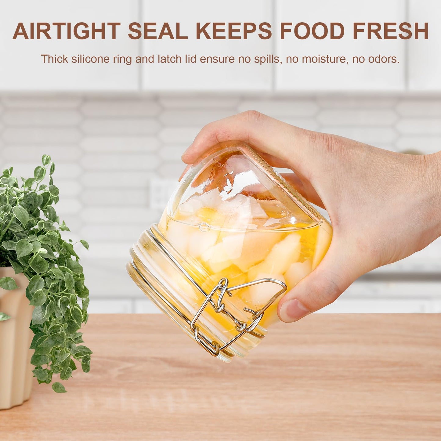 17oz Airtight Glass Jars, 6 Pack Clamp Lid Canisters, Small Food Storage Containers for Spices, Nuts, Snacks, Canning Jar for Jams & Pickling, Pantry Organization