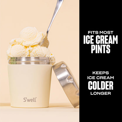 S'well Stainless Steel Ice Cream Chiller, 16oz, Vanilla, Triple Layered Vacuum Insulated Container Keeps Ice Cream Frozen For Up To Four Hours, BPA Free