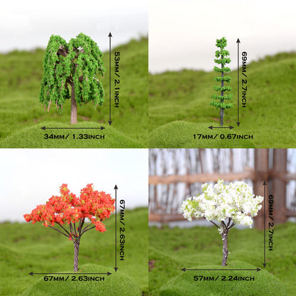 Cayway 26 PCS Outdoor Fairy Garden Miniatures Mini Zen Garden Accessories, Artificial Grass, Model Trees, Terrarium Ornaments, Dollhouse Supplies, Bonsai Decorative Craft Tools Kit