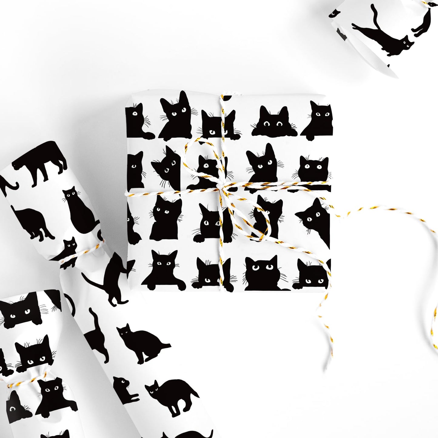 FYSUIMU Black Cat Wrapping Paper -Mini Roll- 17 In x 32.8 Ft Funny Cat Gift Wrap Paper for Holiday Halloween Birthday Party Wrapping Supplies