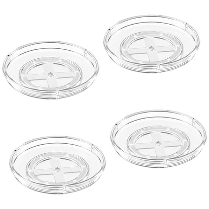 LAMU 4 Pack 9.25in Lazy Susan Organizer, Clear Lazy Susan Turntable for Cabinet, Refrigerator, Table Top, Kitchen, Bathroom, Pantry Organizers and Storage