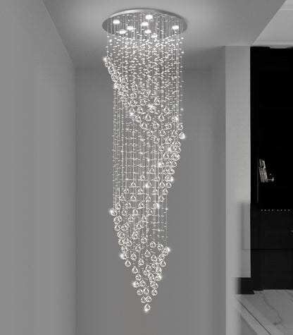 cenozo D24'' x H78'' Crystal Chandelier for Staircaes Glam Chandelier Large Raindrop Chandeliers LED Dimmable High Ceiling Light Fixtures for Hallway Foyer Entryway