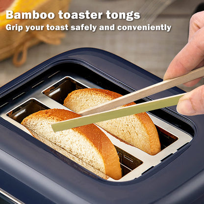 Mini Bamboo Tongs Disposable 100 Pcs 6.2 Inch Long Wooden Tongs for Charcuterie Large Cooking Utensils for Toaster Serving Food Natural Green for Catering Buffet Home