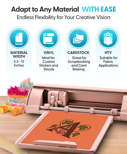 Silhouette America Cameo 5 Alpha (α) - Smart Cutting Machine for Print & Cut - Quiet Operation with AutoBlade, Studio Software, Cutting Mat- Vinyl, Paper & Fabric Compatible - Matte Pink