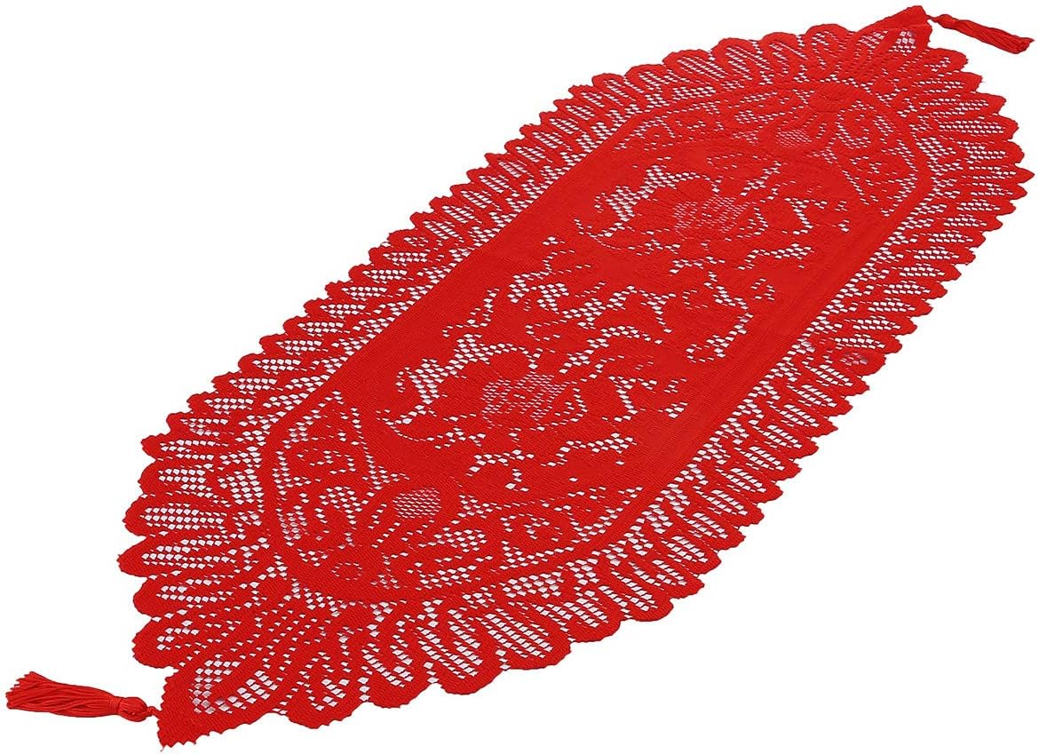 13 35 Inch mookaitedecor Lace Table Runner for Wedding Party Coffee Table Decor Red, x