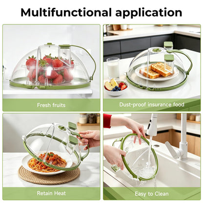 UFORU Upgraded Foldable Microwave Splatter Cover with Water Steamer,10 Inch Microwave Cover for Food,Clear Plastic Plate Cover with Handle,Space-Saving Splatter Guard for Microwave