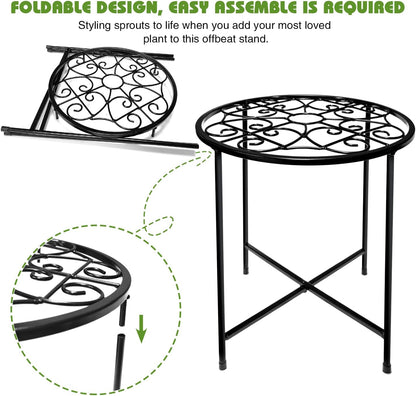 Aonagi 15" 2 Pack 11" 100lbs, Tall Metal Plant Stand, Wide Round Plant Stand for Flower Pots Up to Rustproof Iron Plant