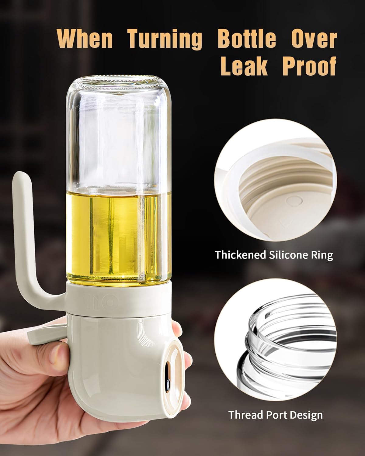 Oil Sprayer for Cooking - 250ml Refillable Glass Olive Oil Spray Bottle, Continuous Dispenser for Kitchen