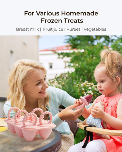 All-Silicone Baby Popsicle Molds with Sticks, AODISTUCE 1 oz Popsicles Molds for Babies Breastmilk Popsicle Molds for Teething Relief, Frozen Treats Maker Popsicle Maker Ice Pop Mold for Toddlers Kids