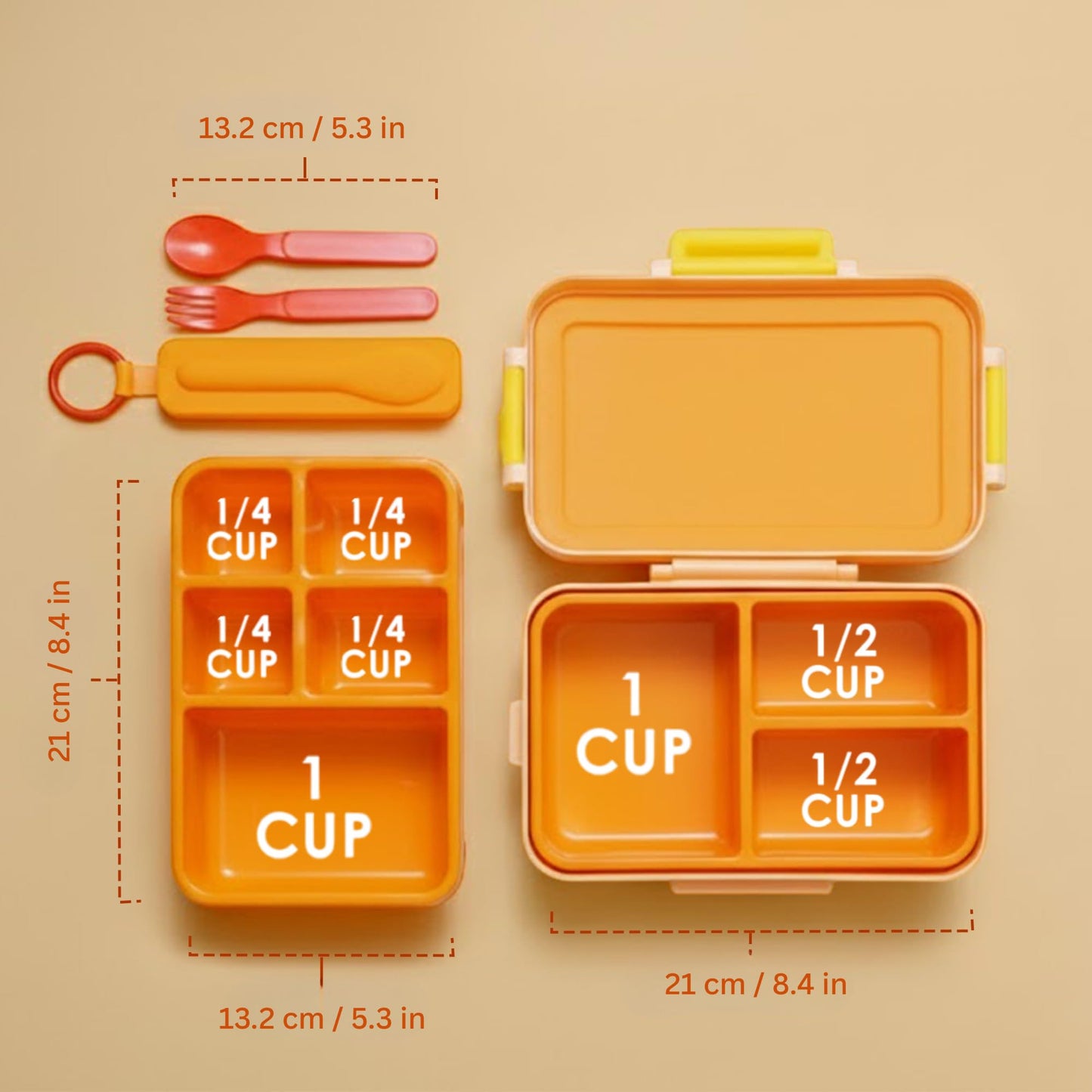 OVVE Ultimate Kids Bento Box & Cutlery Set - Leakproof Lunch Box for Kids with Interchangeable Inserts, BPA-Free, Dishwasher & Microwave Safe - Lunch Containers for School & Preschool (Orange)