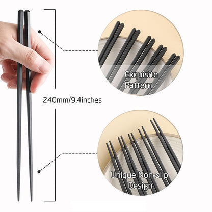 Sbirdbao 200 Pairs Hexagonal Fiberglass Sushi 24cm/9.4 Inch Dishwasher Safe Non-Slip Chopsticks,Japanese Style Black for Restaurant & Party.