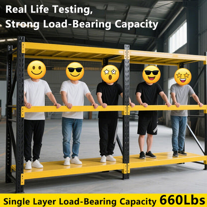 Heavy Duty Garage Shelving 4-Tier, 78.7" W Industrial Metal Adjustable Storage Rack for Garage, Warehouse & Basement, Yellow & Black,W78.74*D23.62*H78.74