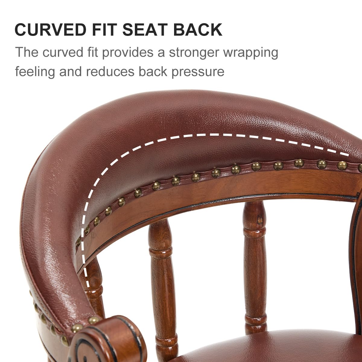 AULIFE Cow top Leather Wooden Bar Stools, 29.5" Height Bar Chair with Back, 180 Degrees Swivel Bar Stools Chair for Home Kitchen Counter,Restaurant,1pc (Brown-1pc, Bar Seat Height 29.5in)