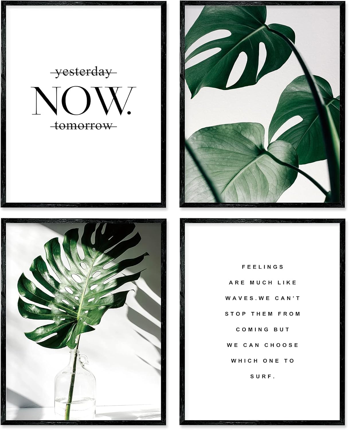 A ARTZONE Botanical Watercolor Prints, Set of 4 Unframed Canvas Art Prints (8x10 inches)