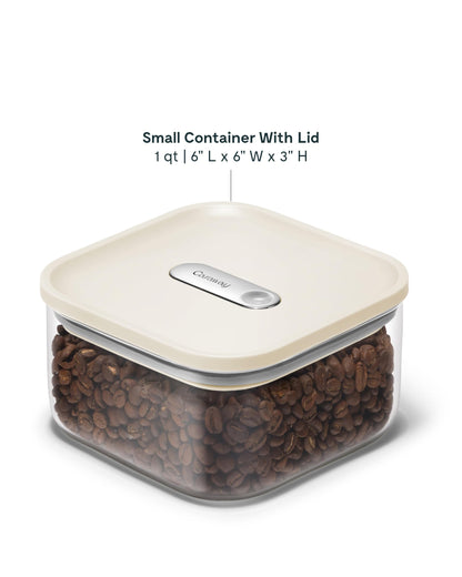 Caraway 1qt Glass Airtight Food Storage Container with Lid – Non-Toxic, BPA-Free Kitchen Storage Container – Stackable, Space-Saving Airtight Container for Dry Goods and More - Cream