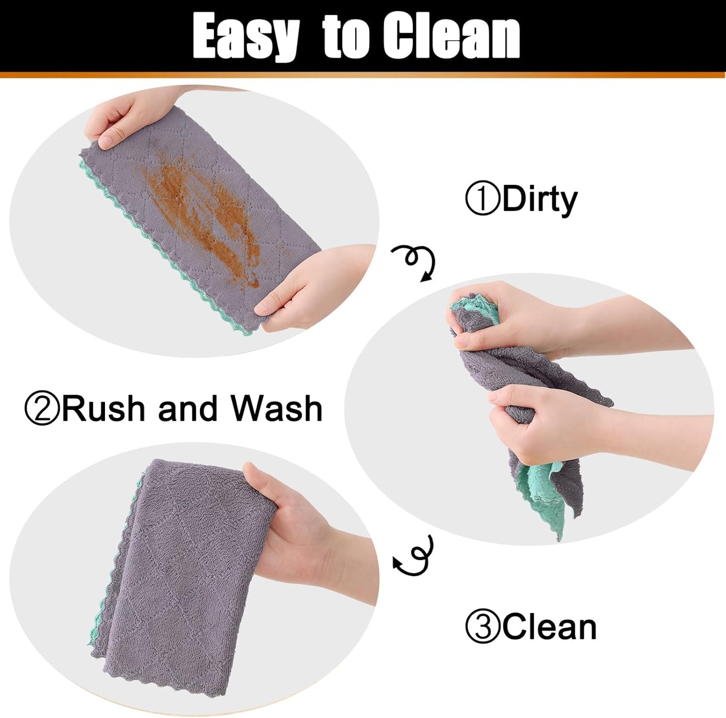 24 Pack (10" 10", Mordimy Kitchen Cloths Dish Towels x Grey & Green), Super Soft and Absorbent Dish Cloths, Coral