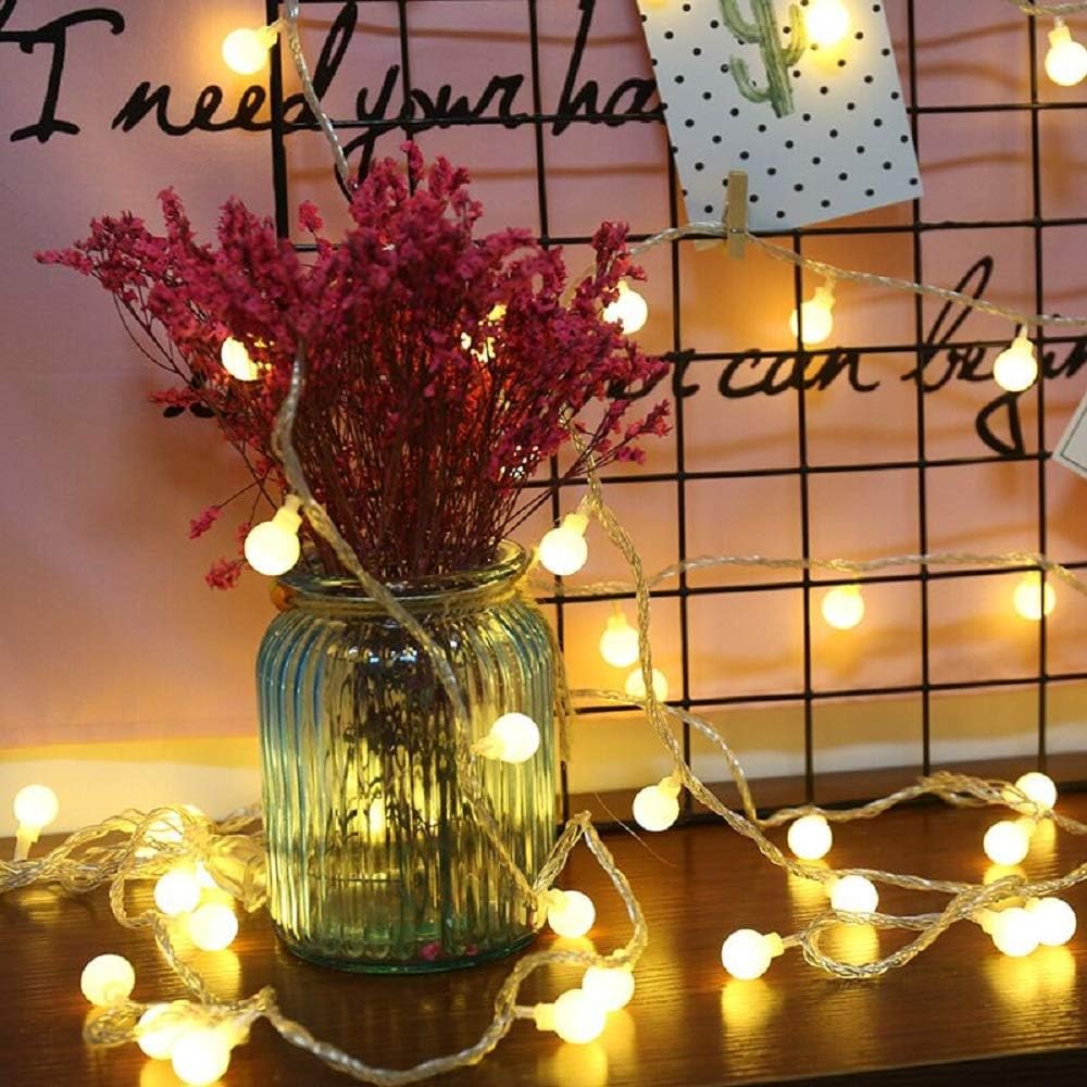 Merdeco Globe Plug in String Lights, 10ft/3m, 20 LED Bulb Warm White Fairy Lights for Decoration