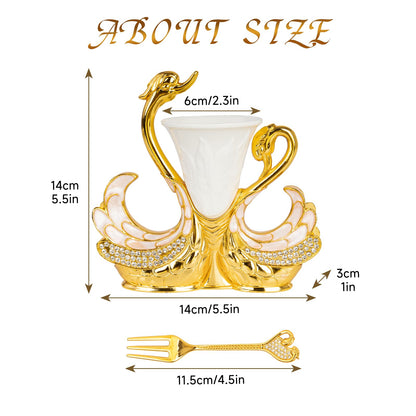 Gold Dessert Forks, Swan Base With 6 Pcs Mini Forks Set,4.5" Charcuterie Forks- Very Suitable for Dessert Shops or Family Use