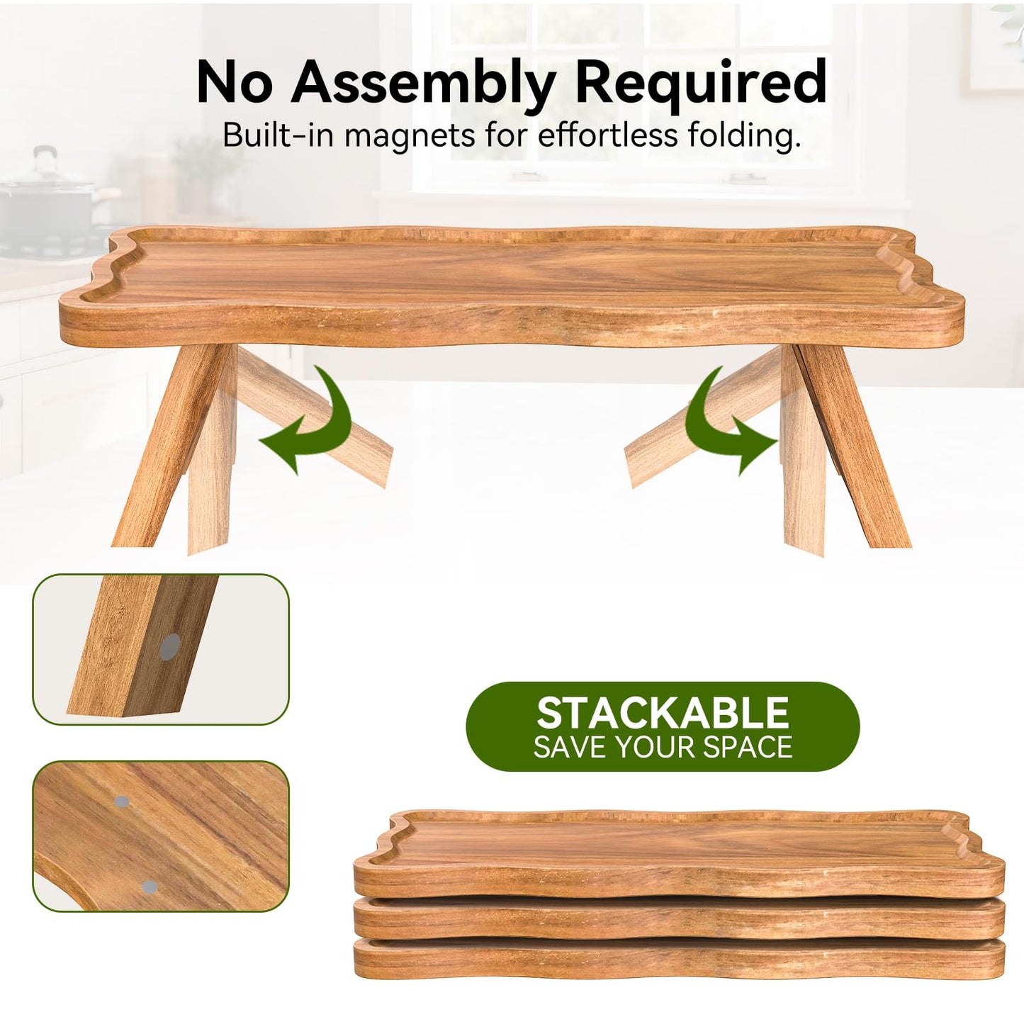 Acacia Wood 3 Tier Cupcake Stand, Serving Tray for Party, Foldable Dessert Table Display Set, Tiered Tray Decor for Party, Birthday, Wedding, Christmas