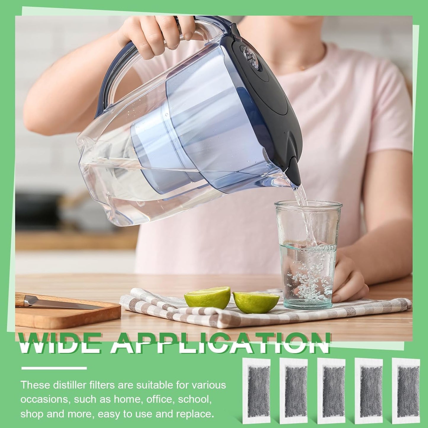 24 Packs Activated Charcoal Distiller Filters - Coconut Shell Activated Carbon Filter Sachets for Countertop Models
