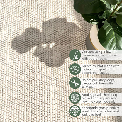 S & L Homes Wool Cotton Hand Woven Chunky Knit Popcorn Rug - Ivory Contemporary Area Rug for Living Room Bedroom (6' x 9' - Ivory)