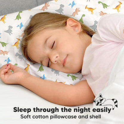 My Little Dreamy Toddler Pillow - Soft Organic Cotton Travel Bed Pillow with Case | 13x18, Machine Washable, Ages 2-5 (Roarsome)