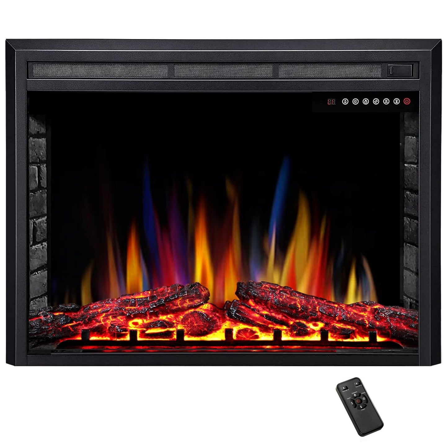 ELECTACTIC 36" Electric Fireplace Insert,Recessed Electric Stove Heater,Touch Screen,Remote Control,750W-1500W with Timer & Colorful Flame Option (36" X 27")