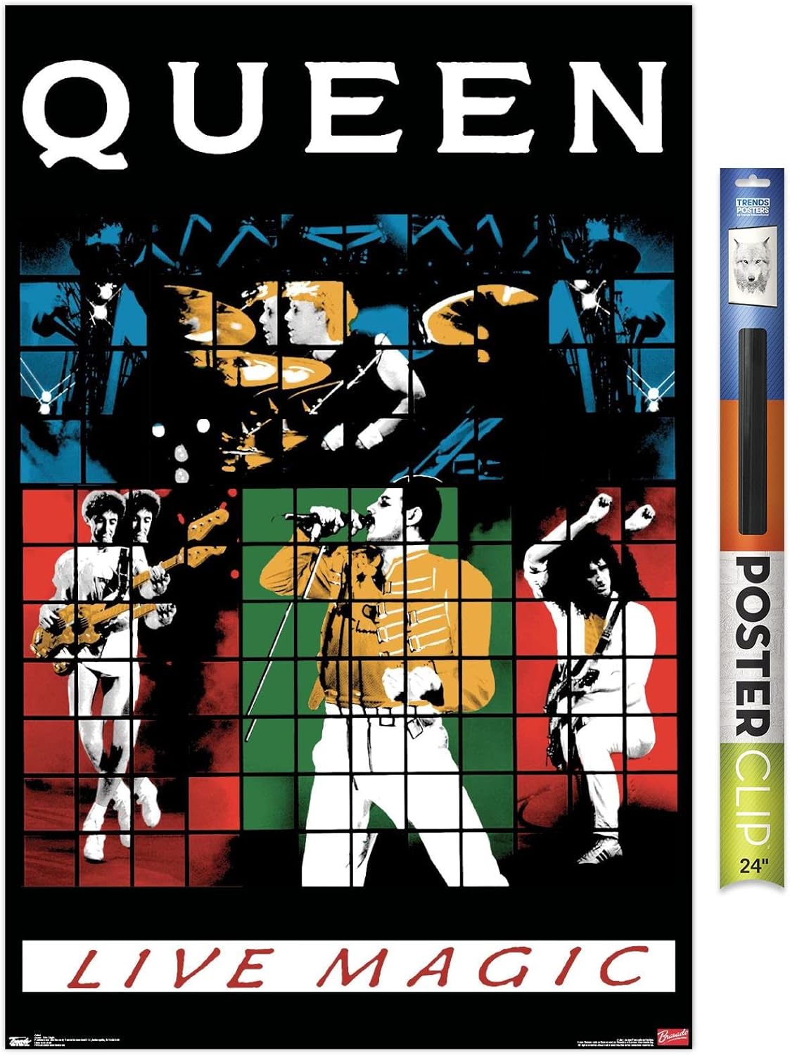 Trends International Queen - Live Magic Wall Poster, 22.375" x 34", Premium Poster & Clip Bundle