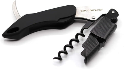 Wise Products Premium Corkscrew Wine Bottle Opener, Black Edition for Wine Lovers, Eco-Friendly Pouch (1 PACK)