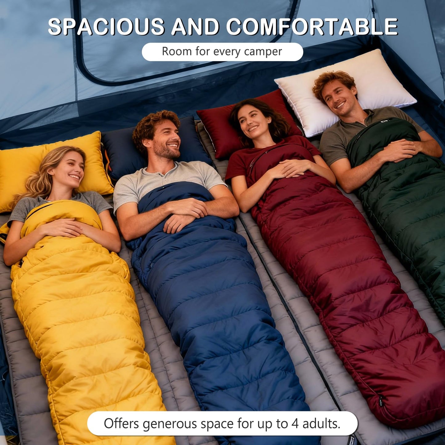 Blow Up Tent with Skylight and Stove Jack,4-6 Person Inflatable Camping Hot Tent with Pump,Easy Setup Family Camping Tent 4 Season Waterproof Outdoor Tents,Grey