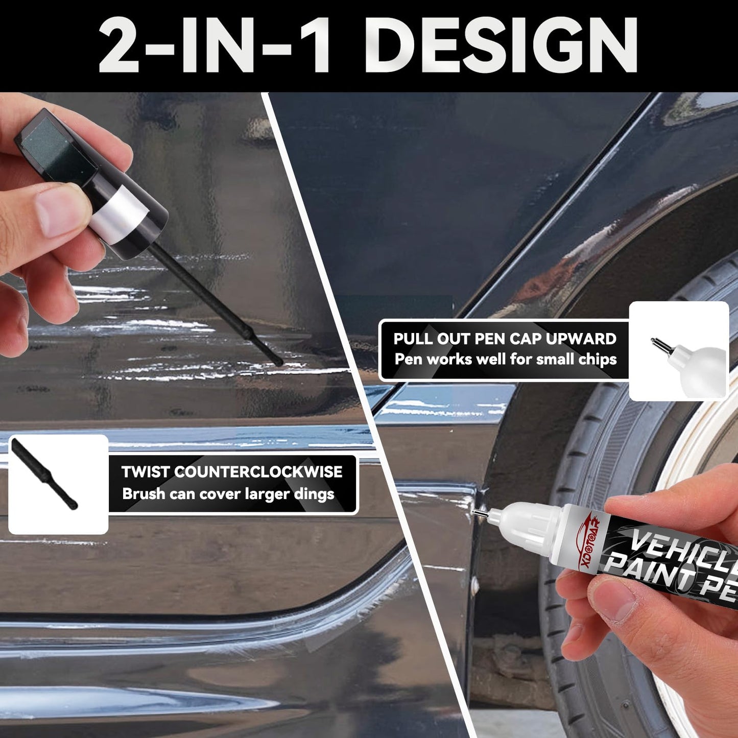 Matte Black Touch Up Paint for Cars, Universal and Color Accurate Automotive Scratch Repair Pen, Lasting Auto Scratch Remover, Quick Drying, Weather Resistant, Easy to Use, Versatile Use
