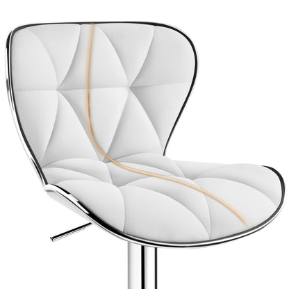 Yaheetech Bar Stools Leather Set of 4, Adjustable Shell Back Barstools with Footrest, Counter Height Bar Chairs with Back for Kitchen Island, White