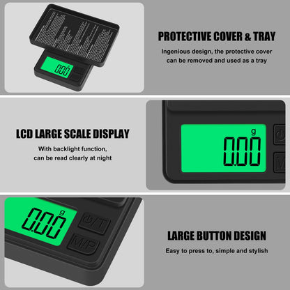Digital Pocket Scale 1000g x 0.01g, Diyife Portable Precision Gram Scale Jewelry Scale with Protective Cover, Backlit LCD, 7 Units Tare, for Food, Kitchen, Coffee, Battery Included