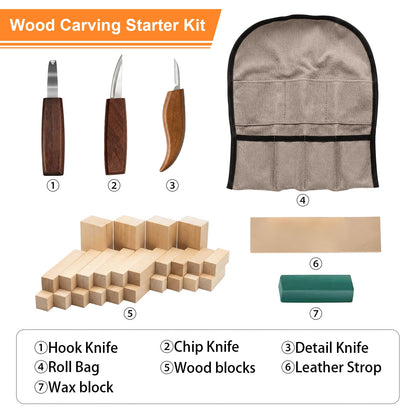 30pcs Wood Carving Kit Includes Basswood Blocks Wood Whittling Knife Kit 4pcs Templates Carving Knives for Wood DIY Beginners