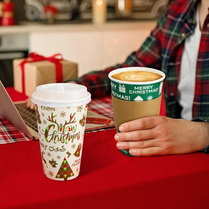 48 Pcs Valentine's Day Disposable Coffee Cups, 16oz Paper Wedding Cups with Lid, Suitable for Wedding Anniversary Party Hot Cocoa Cup, Valentine's Day Party Cold Drink Cup, Home Office Supplies
