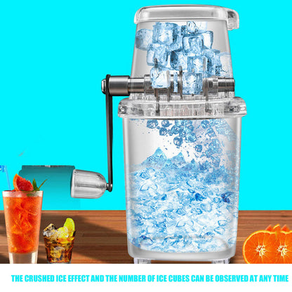Manual Ice Crusher, Portable Ice Crusher Hand Crank Ices Ice Shaver and Snow Cone Machine Manual Ices Grinder IceChopper for Fast Coarse(Transparent)