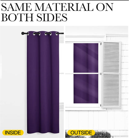 NICETOWN Royal Purple Blackout Curtains - Thermal Insulated Long Drapes, 120" Length, 2 Panels, 55" Wide